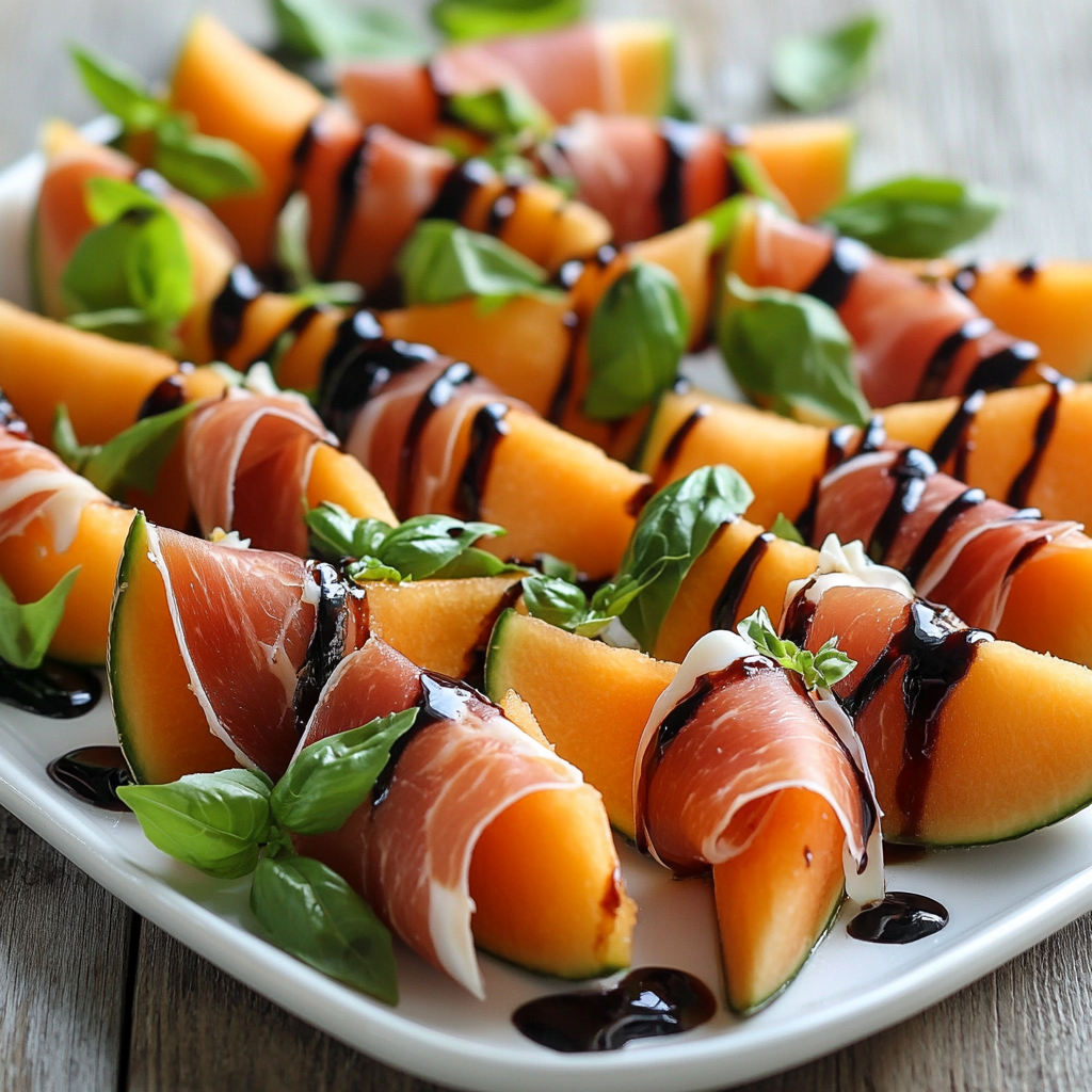 Bedste opskrift til cantaloupe: cantaloupe med prosciutto og balsamic glaze